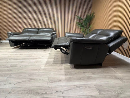 NAVONA 3 Seater + 2 Seater Leather Sofa Set, Power Recliners - RRP £3,498