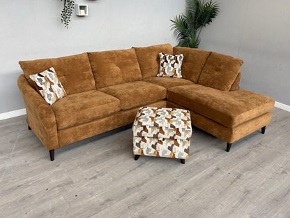 Sofology HALSTON Style Fabric RHF Chaise Corner Sofa + Foostool - RRP £2,898