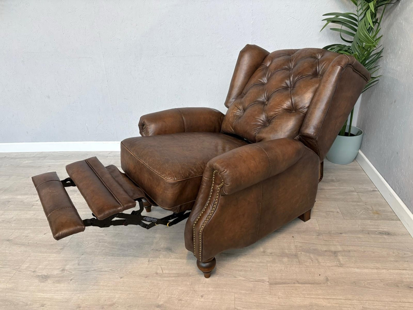 F.V. At The Helm Shackleton Leather Chesterfield 4 Seater Sofa + 2 Chairs, Power