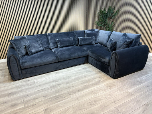 Sofology MARBLE ARCH Style Fabric RHF Corner Sofa, Black - RRP £3,599