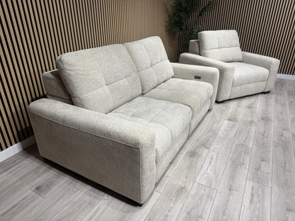 DFS Una 3 Seater Sofa + Love Chair Power Slider Set RRP £2398