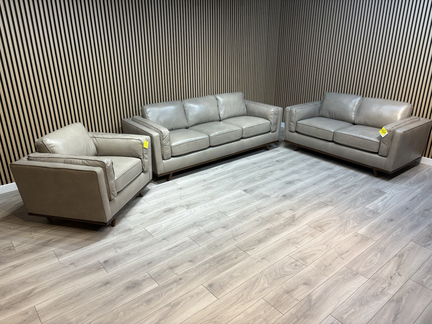 John Lewis Sample VALENCIA 3 Seater + 2 Seater + Armchair Leather Sofa Set