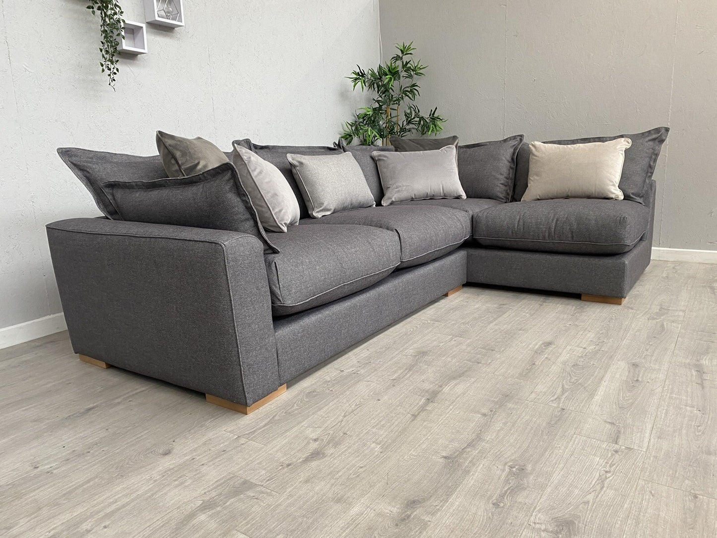 Sofology - GAIA Fabric RHF Open End Corner Sofa, Grey Slate Mix - RRP £3,499