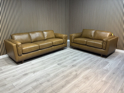 John Lewis Sample VALENCIA 3 Seater + 2 Seater Leather Sofa Set - RRP £4,398