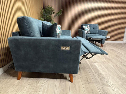 DFS - Studio Style 3 Seater Sofa + Armchair Power Set, Ocean Blue - RRP £2,448