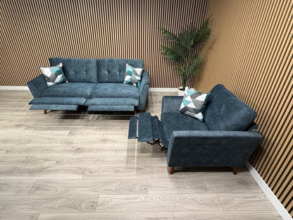 DFS - Studio Style 3 Seater Sofa + Armchair Power Set, Ocean Blue - RRP £2,448
