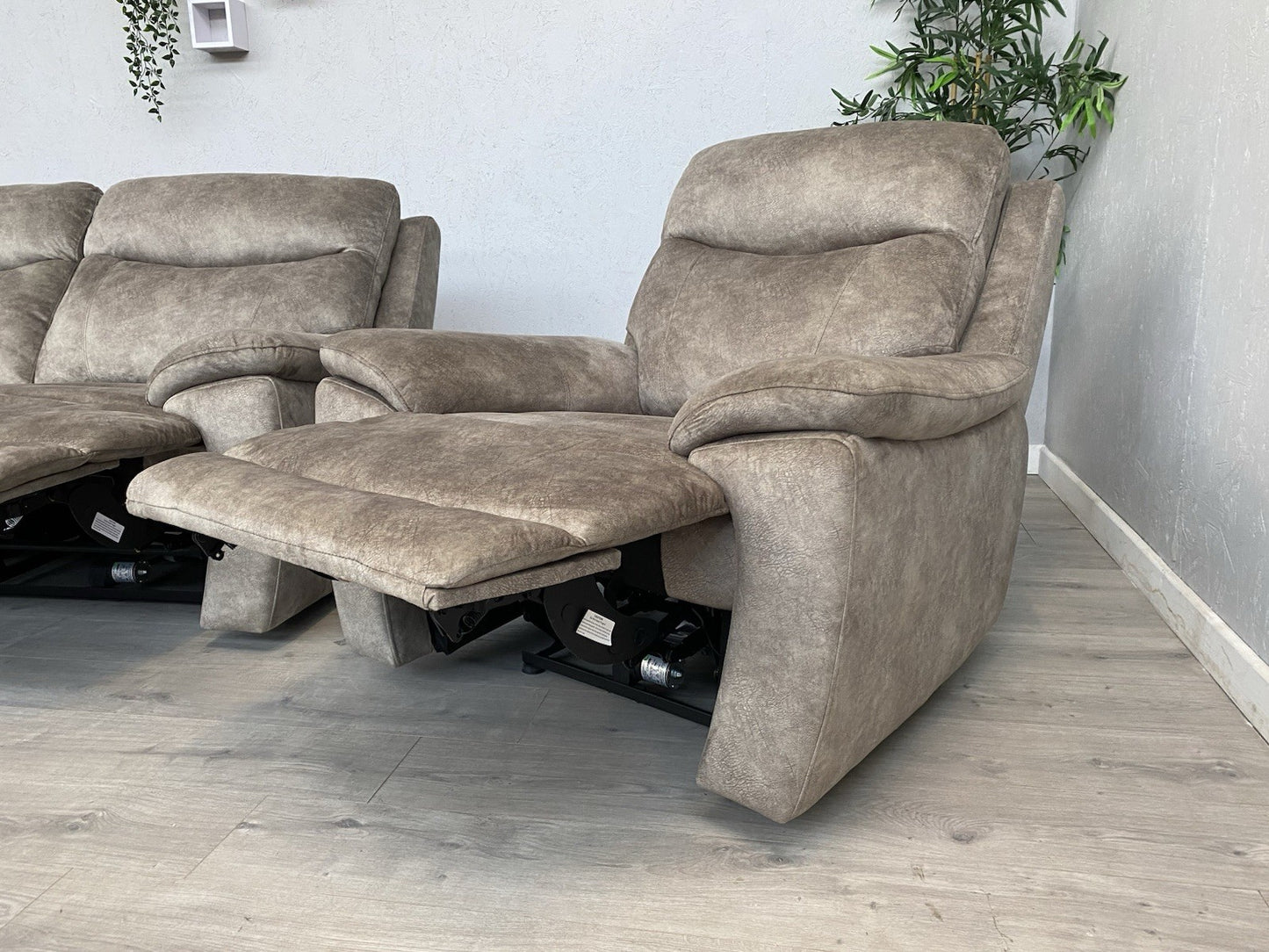 Furniture Village SLOANE Fabric 3 Seater Sofa + Armchair, Power Recliners