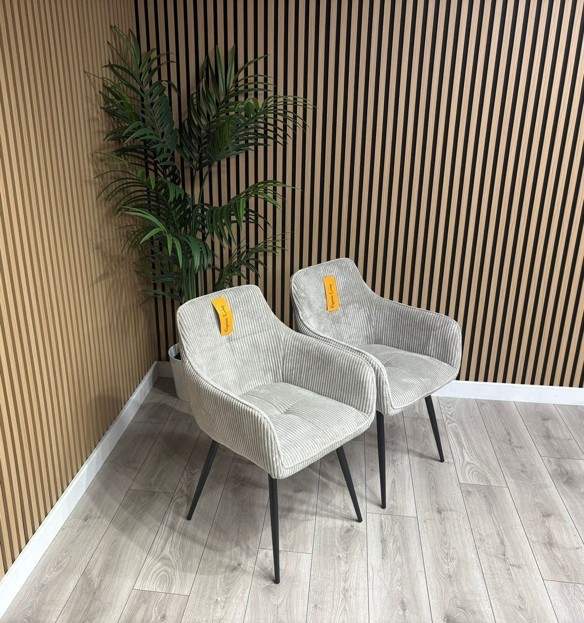 NEXT Sample - Light Grey Corduroy Dining Chairs