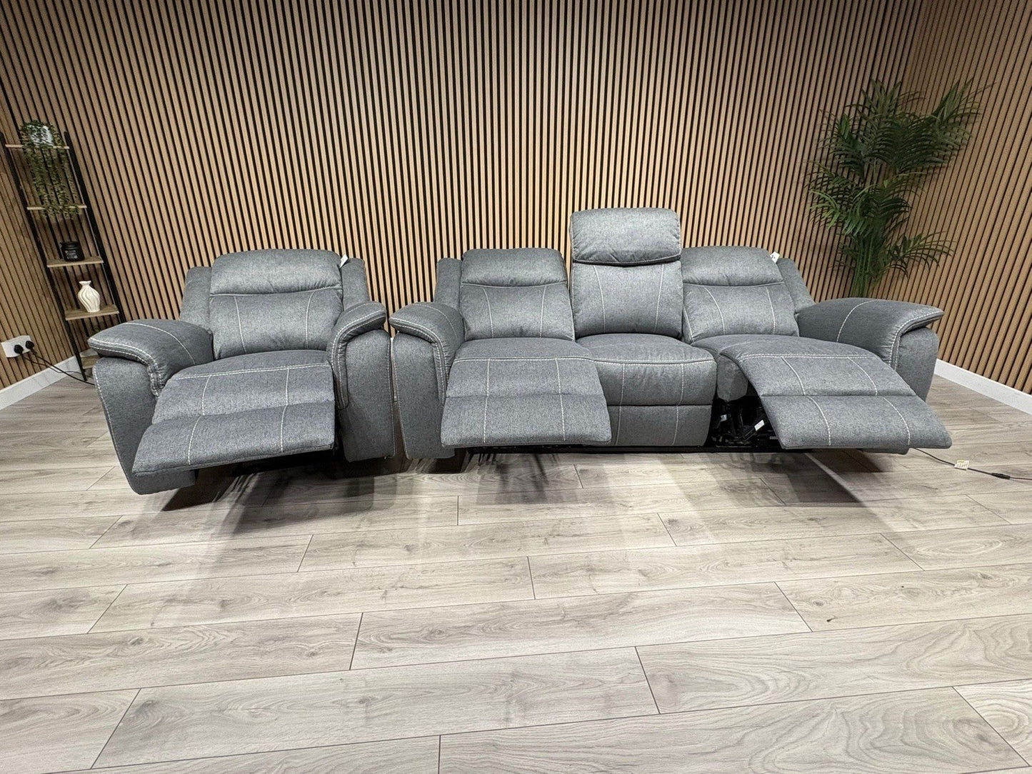 Galaxy Fabric 3 Seater + Armchair, Power Recliner Media Sofa Set - RRP £3190