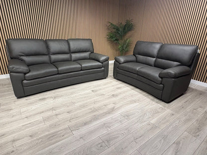 DFS Brooker Leather 3 Seater + 2 Seater Static Sofa Set  - RRP £3690