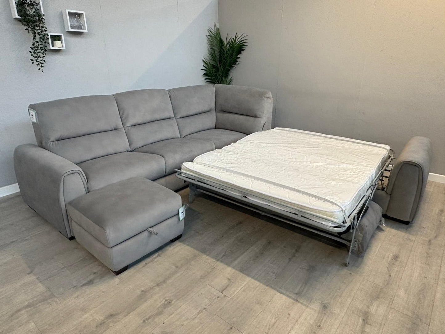 Furniture Village FLEX Fabric Large RHF Corner Sofa Bed + Footstool - RRP £3,390