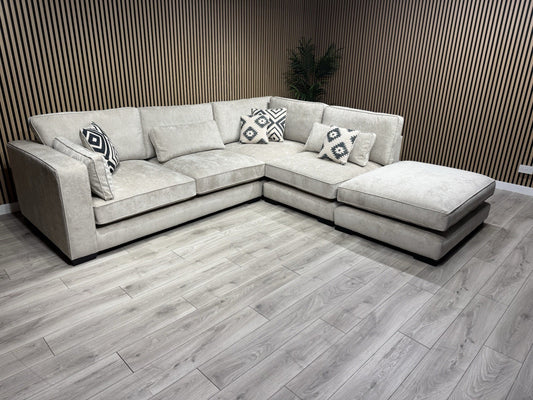 Sofology CAVALLI Style Fabric Open Chaise Corner Sofa + Footstool RRP £5398 Made To Order