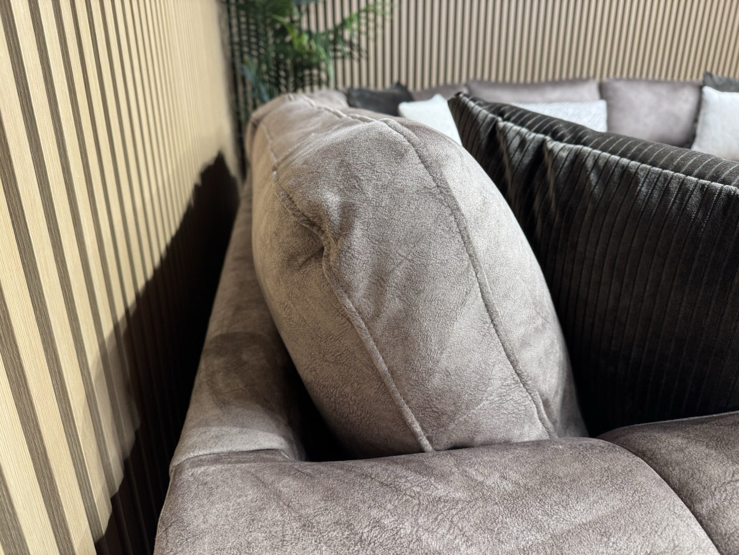 DEVINE Glamour Large Fabric 2 Corner 2 Sofa, Gemini Chocolate - RRP £2,695