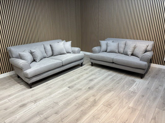 Laura Ashley LYNDEN Style Fabric 3 Seater + 2 Seater Sofa Set, Grey - RRP £2,500