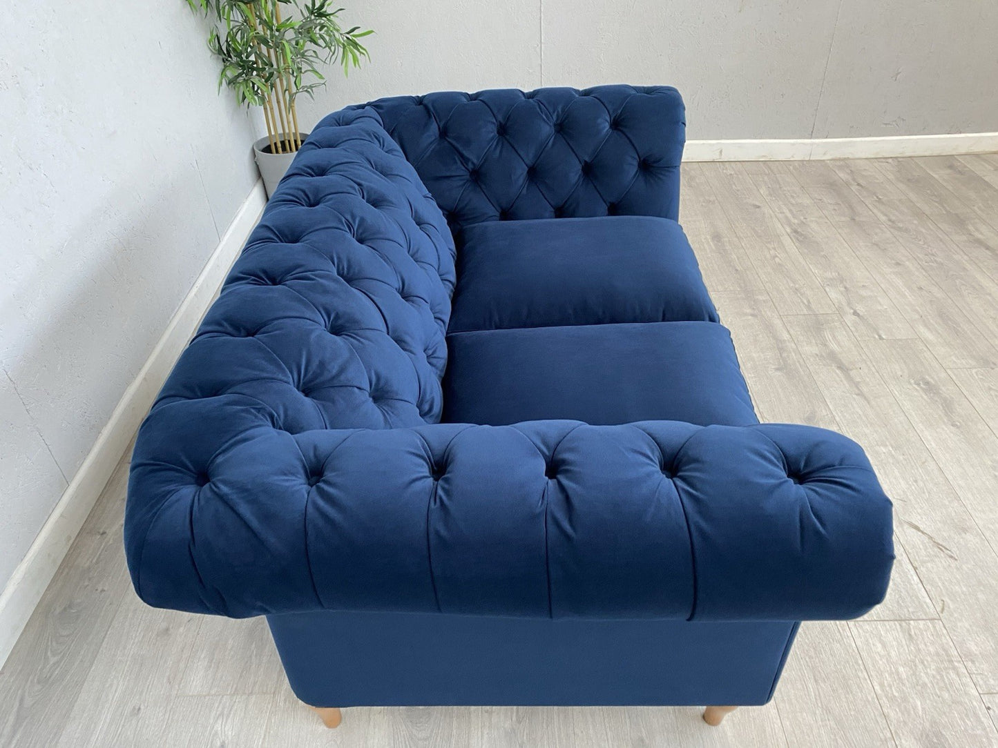 John Lewis - CROMWELL Chesterfield Fabric 2 Seater Sofa, Plush Navy - RRP £1,349