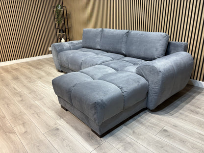 AZZURO Premium Fabric RHF Corner Chaise Sofa Bed with Storage, Grey - RRP £1,799