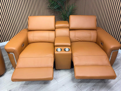 VENICE Leather 3 Seater + 2 Seater Console Power Recliner Sofa Set - RRP £4,598
