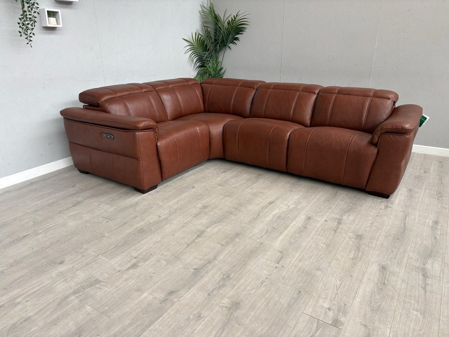 F.V Inca Leather Power Recliner Corner Sofa + Power Headrests - RRP £4095