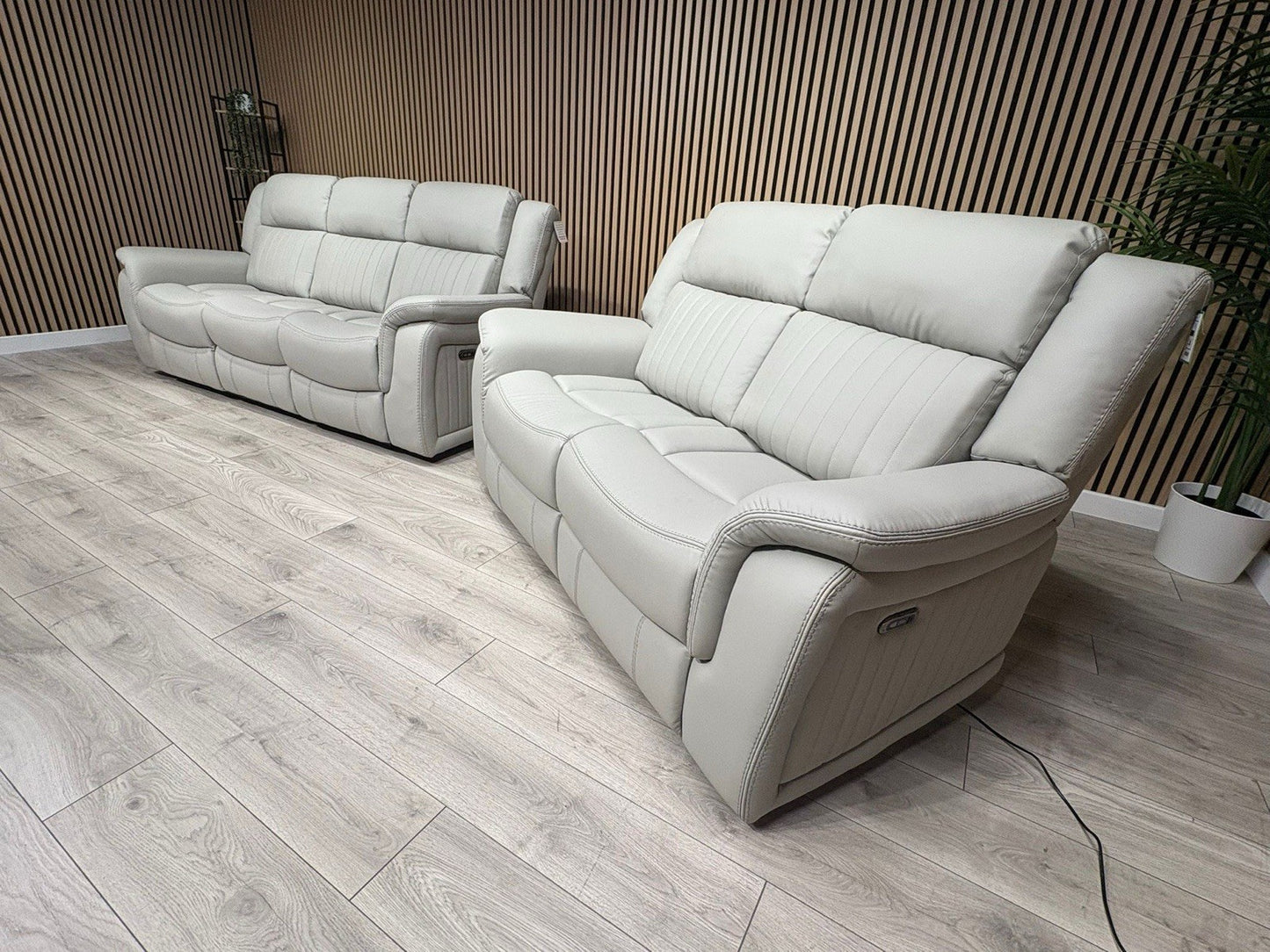 DOMINO Leather 3 Seater Sofa + Armchair Set, Power Recliners - RRP £2,795