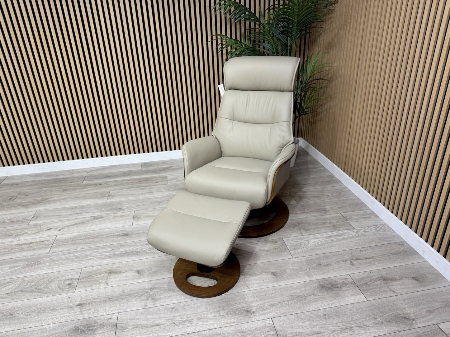 Furniture Village Tallinn Leather Swivel Chair and Footstool - RRP £1395