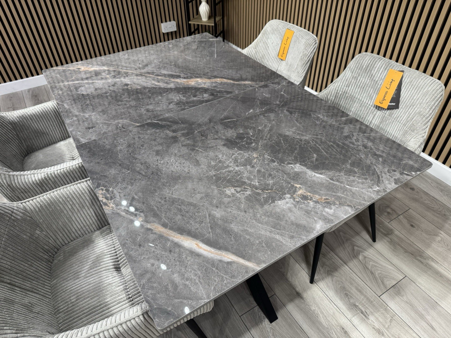 NEXT Sample - CRETE Marble Effect Extending Dining Table + 4 x Chairs. RRP £1899