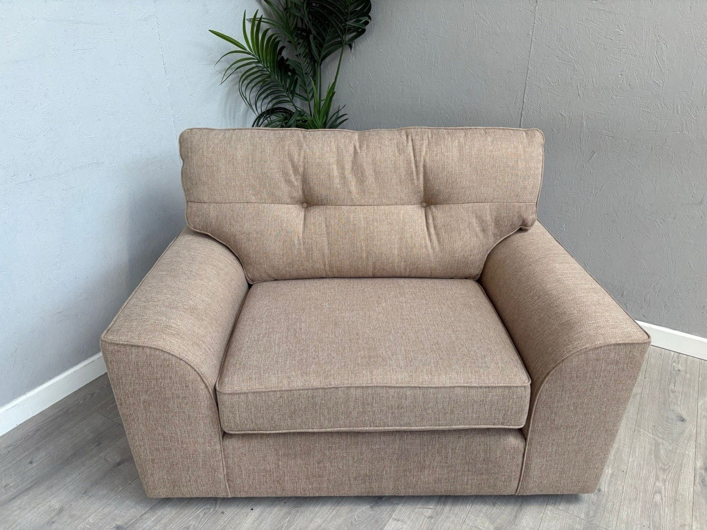NEXT - Stamford Fabric Button Back Snuggler Armchair, Mid Natural - RRP £899