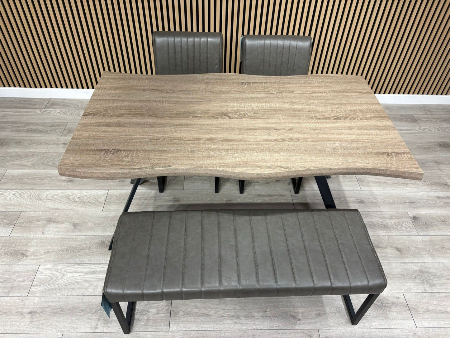 NEXT Sample - RIGA Industrial Dining Table + Bench + 2 x Chairs - RRP £1,899