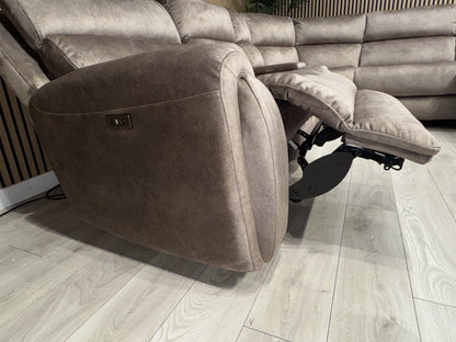 DFS Sample VEGAS Fabric 2 Corner 2 Power Recliner Sofa + Console - RRP £2999