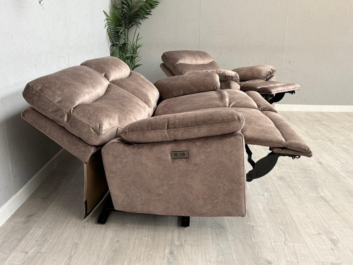 DFS - FAXON Fabric 3 Seater Sofa + Armchair, Power Recliner Sofa Set - RRP £1548