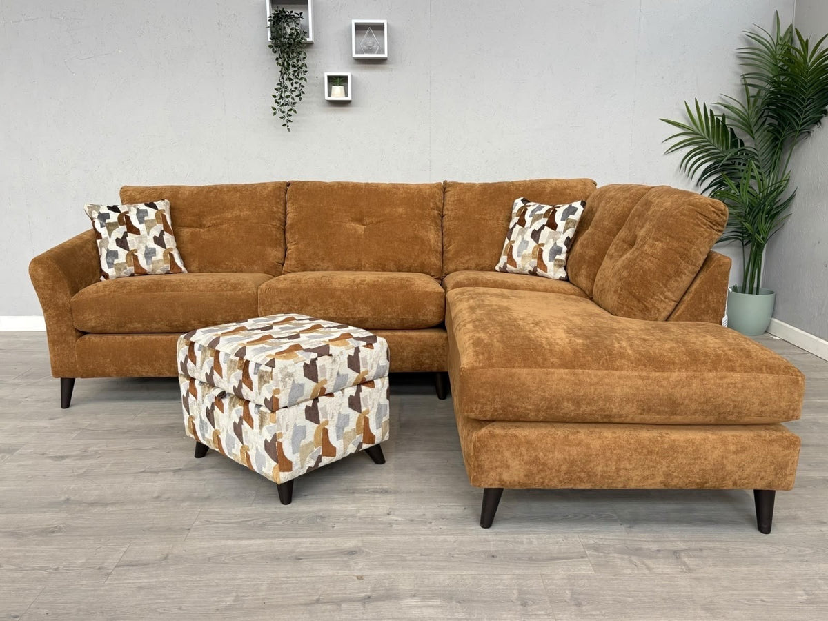 Sofology HALSTON Style Fabric RHF Chaise Corner Sofa + Foostool - RRP £2,898