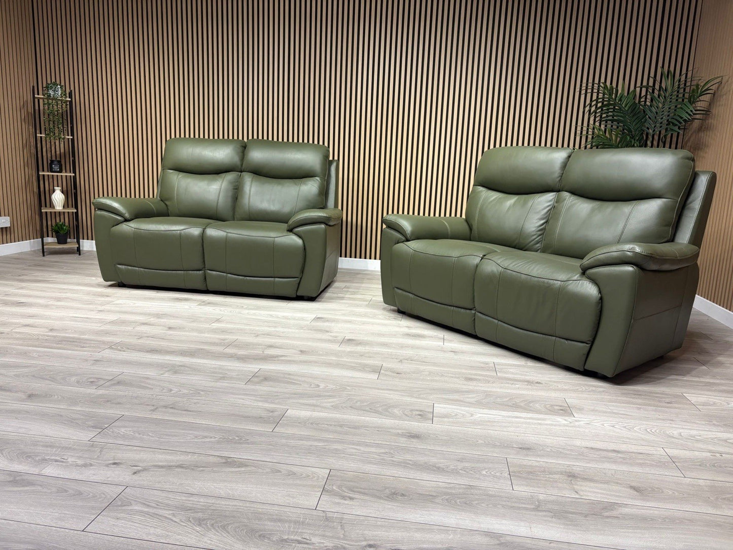 Furniture Village - SLOANE Leather 2 x 2 Seater Sofa Set, Oslo Pine - RRP £2,190