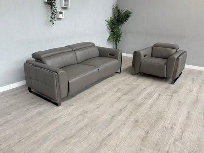 Furniture Village GISELLA Leather 3 Seater Sofa + Armchair Power Set - RRP £4390