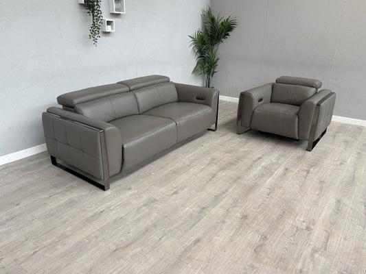 Furniture Village GISELLA Leather 3 Seater Sofa + Armchair Power Set - RRP £4390