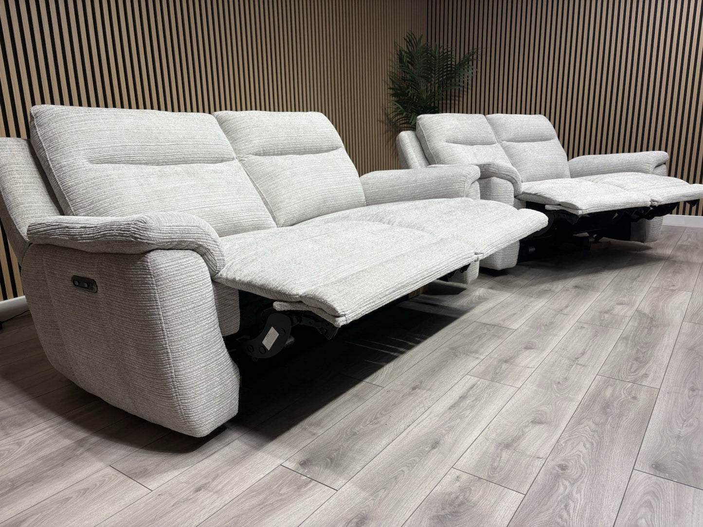 NAVONA 3 Seater + 2 Seater Fabric Sofa Set, Power Recliners - RRP £3,298