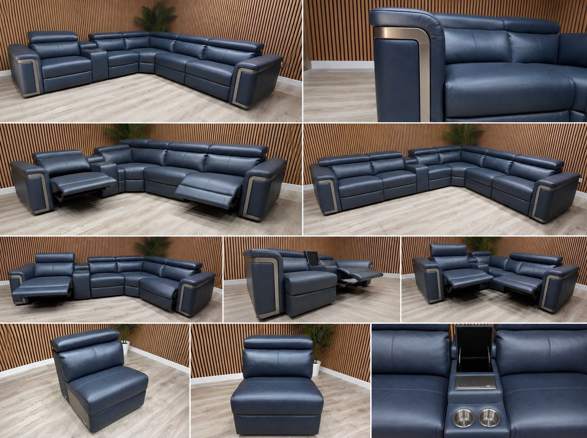 Sofology PLAZA style Leather 2c2 Power Recliner Sofa + Console - RRP £4699