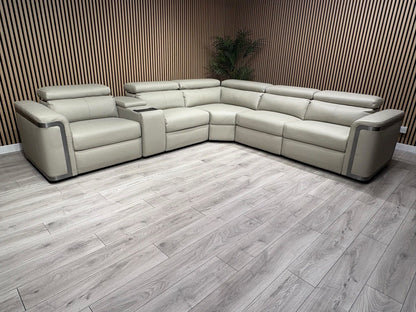 Sofology PLAZA style Leather 2c2 Power Recliner Sofa + Console - RRP £4699