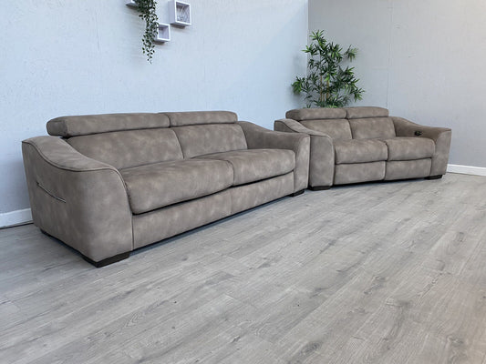 Furniture Village ELIXIR Fabric 3 Seater Sofa Bed + 2 Seater Power Recliner Sofa