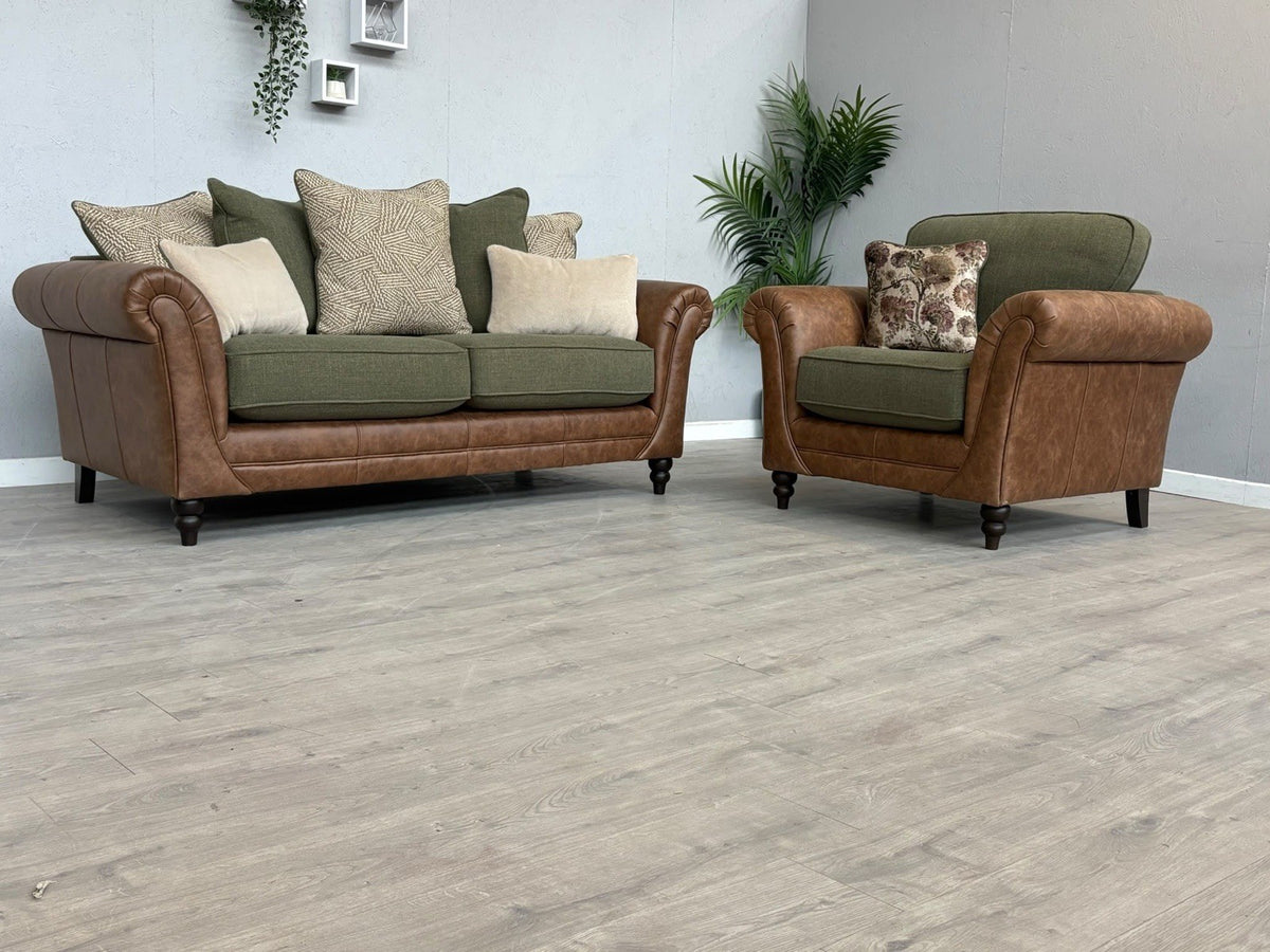 CHATSWORTH Farmhouse Style Fabric 3 Seater Sofa + Armchair Set RRP £3390