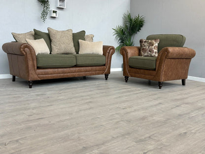 CHATSWORTH Farmhouse Style Fabric 3 Seater Sofa + Armchair Set RRP £3390
