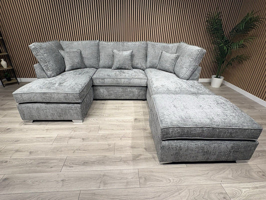 NEXT Premium Fabric U Shaped Corner Chaise Sofa + Footstool - RRP £2599