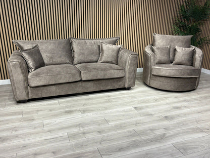 DFS - CHERISHED Style 3 Seater Sofa + Swivel Armchair, Formal Back - RRP £2,248