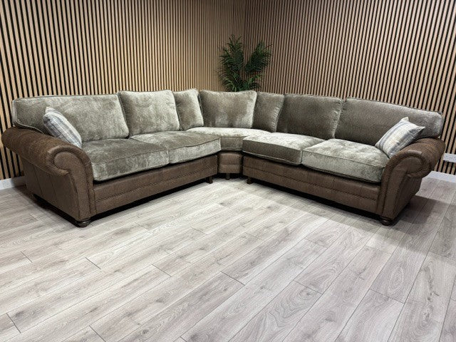 Oakfurnitureland DARWIN 2 Corner 2 Large Fabric Corner Sofa - RRP £2899