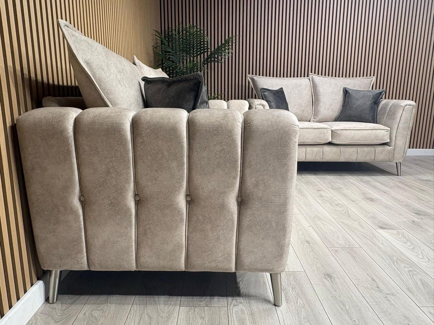 DFS - Cherished Style 3 + 2 Seater Sofa Set, Formal Back, Oatmeal - RRP £2,598