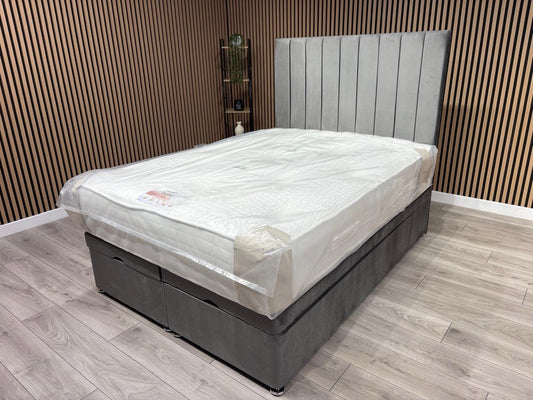 SUPREME Ottoman Divan Set with 2000 Pocket Mattress + Headboard, 4ft 6 Double