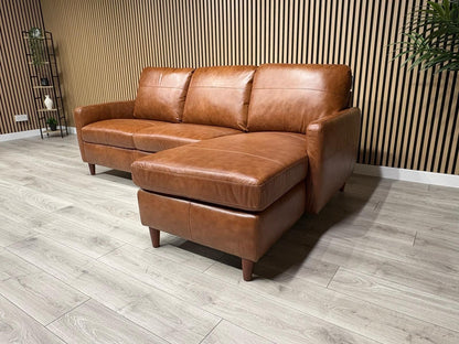 John Lewis BAILEY Style RHF Leather 3 Seater Chaise End Sofa, Tan - RRP £3,449