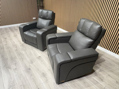 SCS Adstock x2 Leather Power Recliner Chairs with Power Head Tilt RRP £2258
