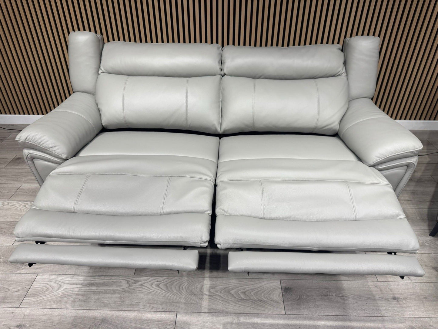 F. Village PANACHE Leather 3 Seater Sofa + Armchair, Power Recliner - RRP £2,890
