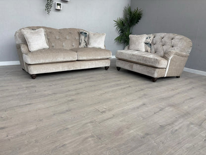 Alexander & James Fabric 3 Seater Button Back Sofa + Love Chair - RRP £3,298