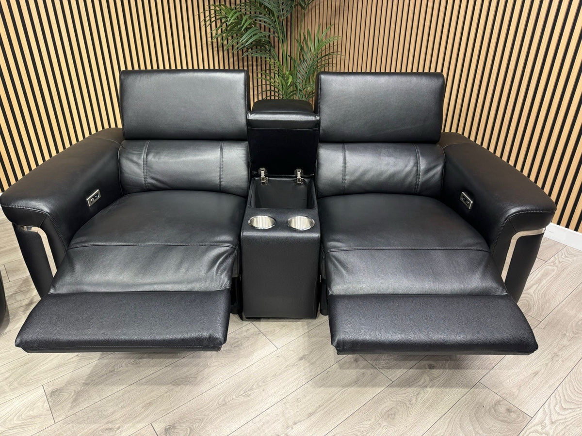 VENICE Leather 3 Seater + 2 Seater Console Power Recliner Sofa Set - RRP £4,598