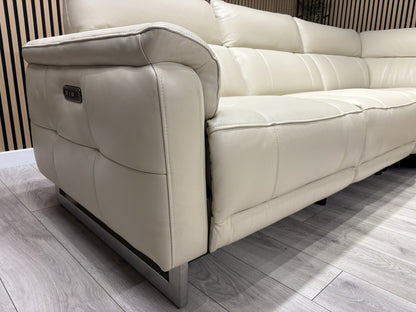 Furniture Village MOET Leather 2 Corner 2 Power Recliner Sofa + Stool RRP £5,390